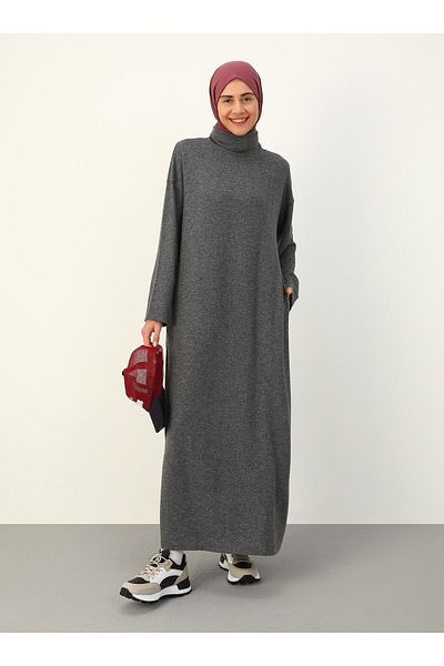 Benin Hijab Comfortable Cut Dress - Light Gray - Benin