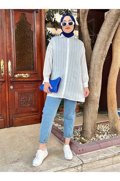 Bwest Solid Color Shirt Tunic - White - Bwest