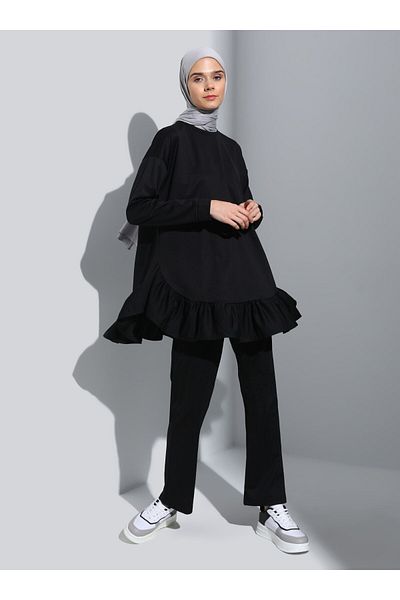 Benin Skirt Flounce Double Suit - Black - Benin