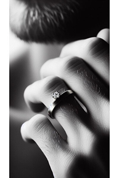 Giove Erkek Tek Taş Alyans (Mat Siyah)