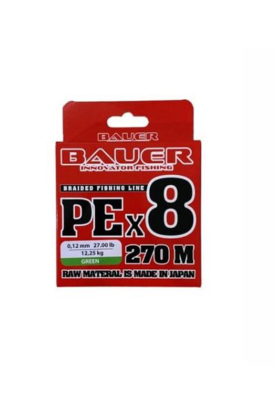 BAUER Green Fluoro Fishing Line - 0.18 Mm, 270 Mt Pe 8X