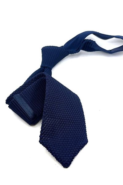 Kravatkolik Navy Blue Plain Triangle Knit Tie KIRR8321
