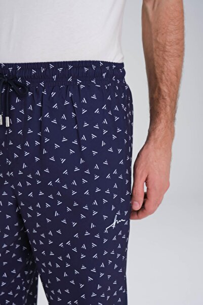 Haşema Desenli Lacivert Uzun Erkek Havuz Ve Deniz Şortu 24-15