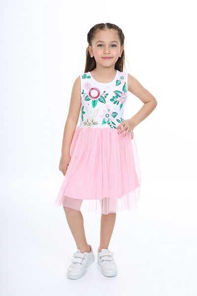e-çocuk فستان بناتي من التول بطبعة زهور - 303520