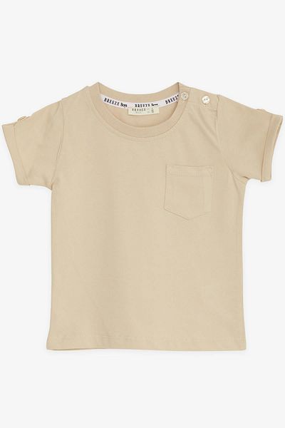 Breeze Baby Boy Cotton Basic T-shirt with Buttoned Shoulder and Pocket