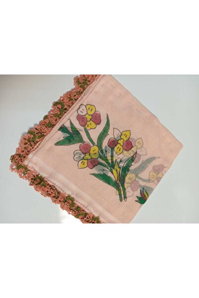 NMB Giyim ve Dekorasyon Pudra Pembe Mekik Oyalı Yazma-Yemeni