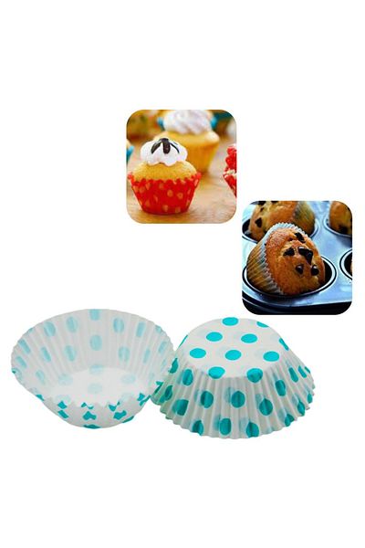 Butedo Muffin Cake Capsule Polka Dot 100 pcs - Blue