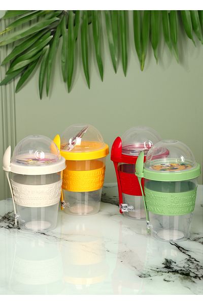Titiz Portable Yogurt Container with Fruit Bowl and Spoon 600 ml Yellow Fma05256