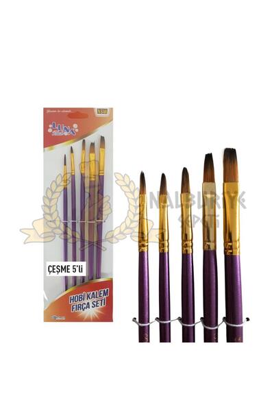 İzmir Fırça İnce Hobi Boyası Resim Tuval Fırça Seti Çeşme - 5 Parça