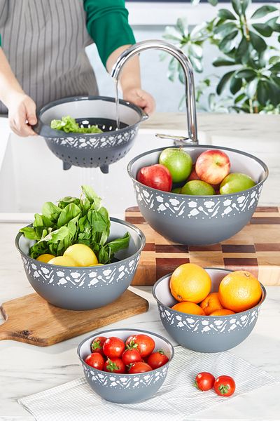 Pazarika ProfeSSional 5-piece Preparation Set - Mixing, Strainer and Dowry Bowl - Strainer 3500 Ml