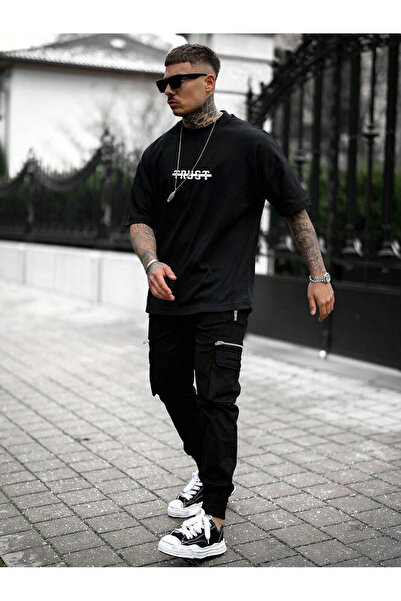 YUVEST Tricou oversize Blackrock - Trust Printed, Decolteu, Mânecă scurtă