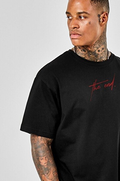 oneagılyazı Unisex The End Baskılı Oversize Penye T-shirt Tişört