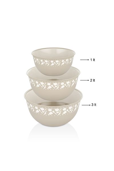 Pazarika Professional 3-Piece Preparation Set - Mixing and Dowry Bowl Set