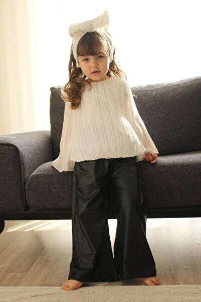Tarz Çocuk Girl's Leather Pants Blouse Style Set