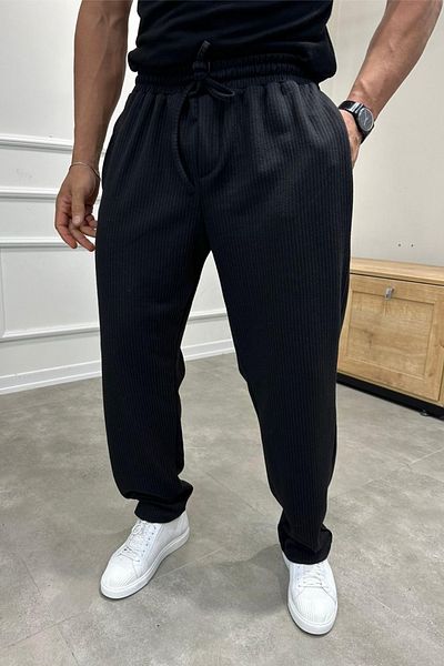 MADZEYMODA Ανδρικό Jogger με μαύρο κορδόνι Baggy Fit Loose Fit