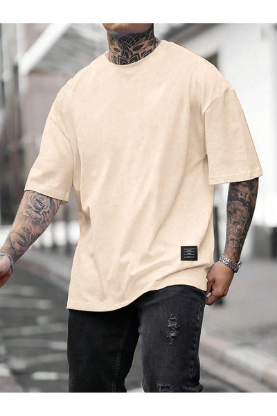 YUVEST Tricou - Tricou alb cu mânecă scurtă, cu decolteu rotund, supradimensi...