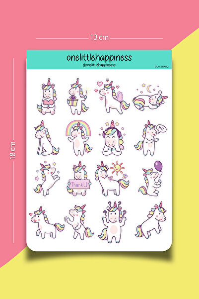 One Little Happiness Set de autocolante tematice cu unicorn |   Autocolant Bu...