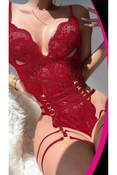 artemisya Women's Lace Fancy Bodysuit with Garter