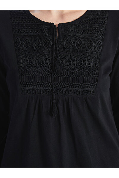 LC Waikiki Bağlamalı Yaka Nakışlı Uzun Kollu Kadın Bluz