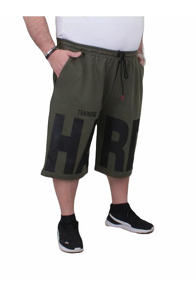 MocGrande Plus Size Men's Combed Cotton Shorts - Hard 24631 Khaki