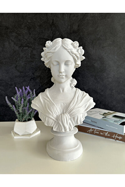 LivadoHome Çiçekli Kadın Büst Dekoratif Heykel
