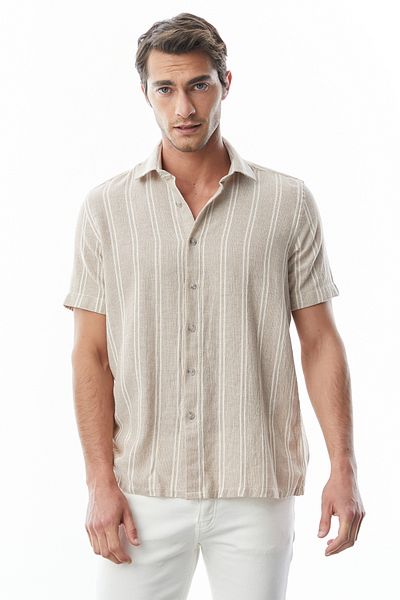 PAULMARK Linen Look Slim Fit Shirt