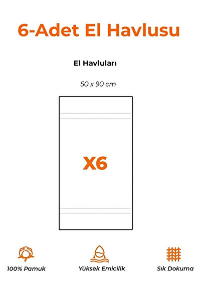 madam gold Ультра-люкс готельний рушник, 6 штук, 50*90, висока водопоглинання, білий рушник