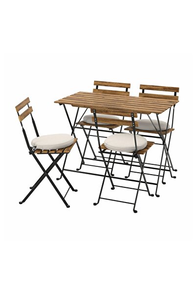 IKEA katlanabilir masa ve katlanabilir sandalye seti, siyah-kahverengi, bej, ...