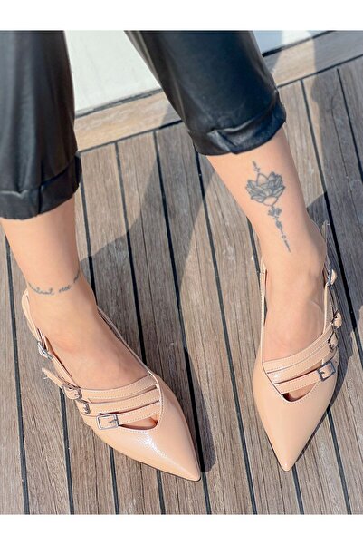 irmona صندل MIA بيج من الجلد اللامع بكعب 3 إبزيم