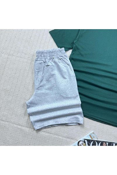 khufu Oversize NEFTİ Relaxed Cut T-shirt Γκρι σορτς αθλητική φόρμα 3 τεμαχίων Unisex