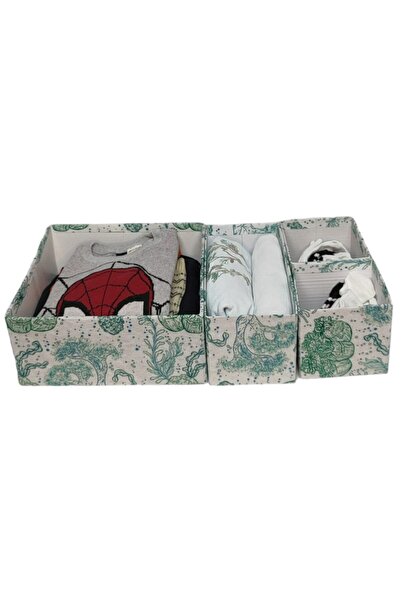 4lü 2 Set Bitki Desenli Çekmece Düzenleyici Organizer