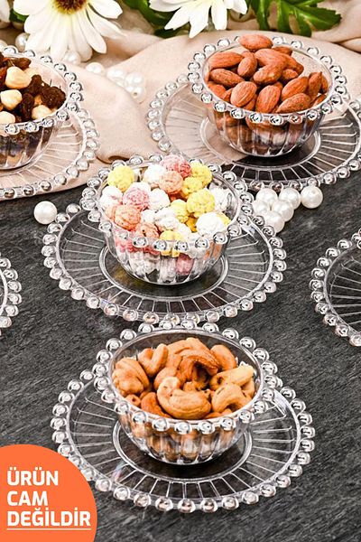 LaGabya 12 Pieces Transparent Crystal Beaded Snack Bowl Presentation Jam Bowl Breakfast Set