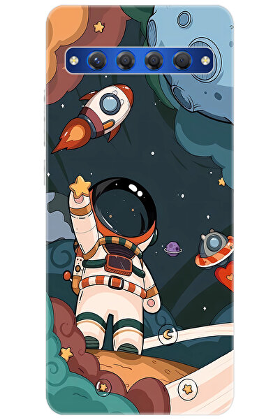 TCL 10 Plus T782H Kılıf Desen Baskılı Silikon Astronot STK:696 CP-fE7pcR9