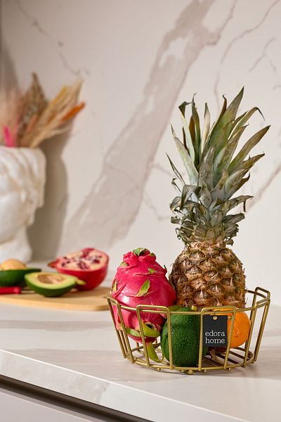 Edora Home Χρυσό Οβάλ Καλάθι Πολλαπλών Χρήσεων Φρούτων και Λαχανικών, Οργανωτής Κουζίνας, Πολύχρωμο, Προίκα - Μεταλλικό Ανοξείδωτο
