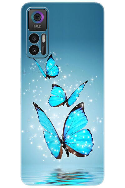 TCL 30 PLUS T676K Uyumlu Kılıf Desen Baskılı Silikon Mavi Kelebek STK:710 CP-3Knl4EF