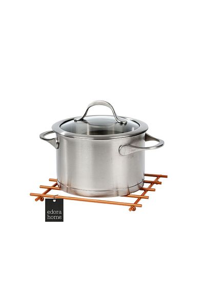 Edora Home Rose Flat Bar Fireproof Trivet, Counter Top Base - Metal Stainless