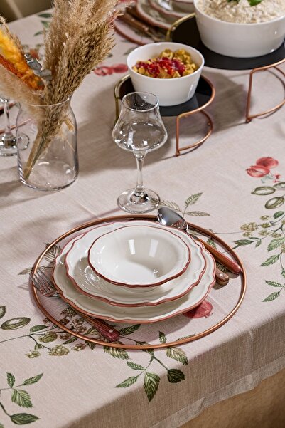 Edora Home Rose 6'li Içi Boş Yuvarlak Supla, Amerikan Sunum Servis, Çeyiz Set...