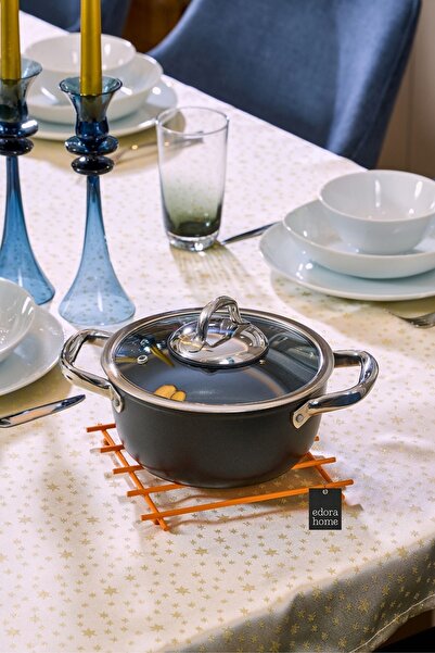 Edora Home Orange Flat Bar Fireproof Trivet, Counter Top Base - Metal Stainless