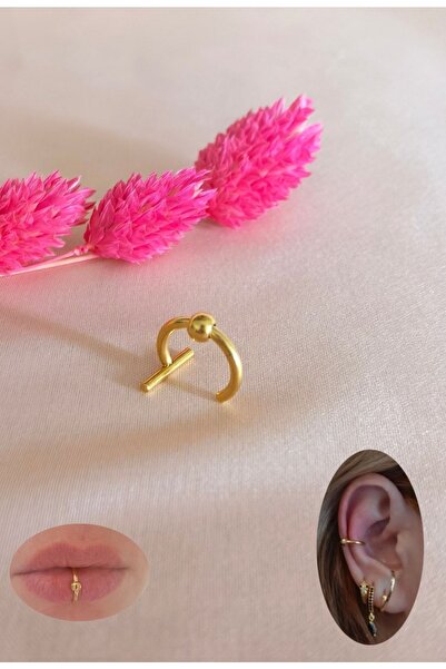 Bylin Cerrahi Çelik Sahte Dudak Piercingi /earcuff - 1 Adet