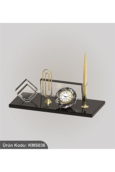 Yaprak Hediyelik KİŞİYE ÖZEL KRİSTAL SAATLİ ATAŞ DETAYLI NOT TUTUCULU KALEMLİ...