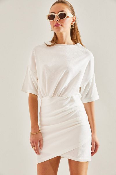 Bianco Lucci Dámské přední šaty s pružným pasem60191003