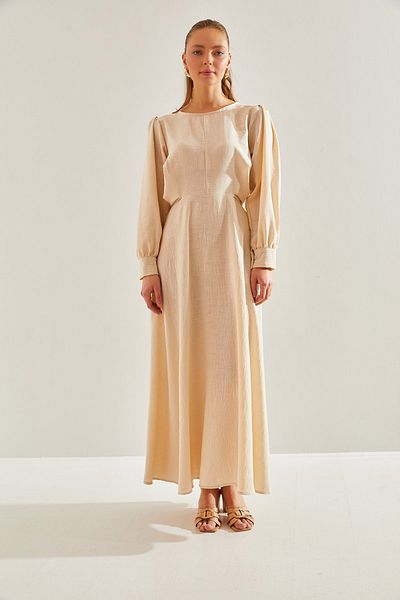 Bianco Lucci Modest Women's Belt Tied Long Hijab Dress60151022