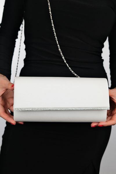 LuviShoes Γυναικεία βραδινή τσάντα MARIA Mother of Pearl Satin Stone