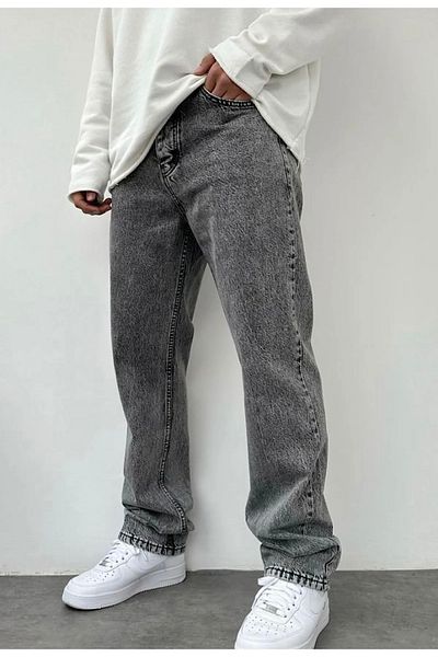 çerme Acid Washed Grey Color Loose Cut τζιν