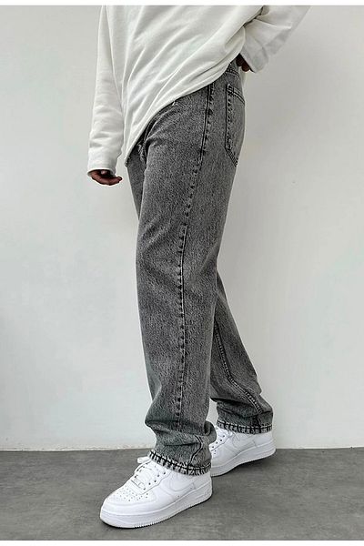çerme Acid Washed Grey Color Loose Cut τζιν