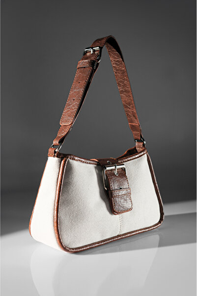 Rimense Tan Linen Adjustable Strap Lined Hand and Shoulder Bag