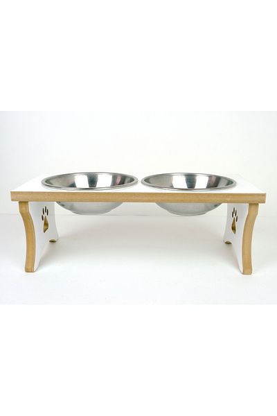 RealWood Large Breed Dog Food-Water Bowl with Wooden Steel Bowl Stand-2*1000 Ml
