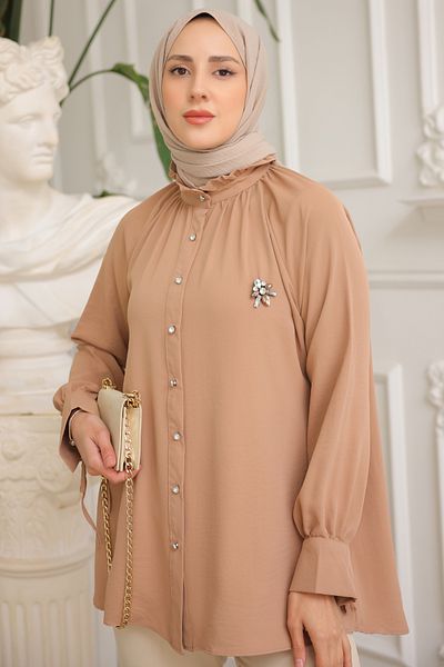 benguen 61639 Brooched Shirt Mink