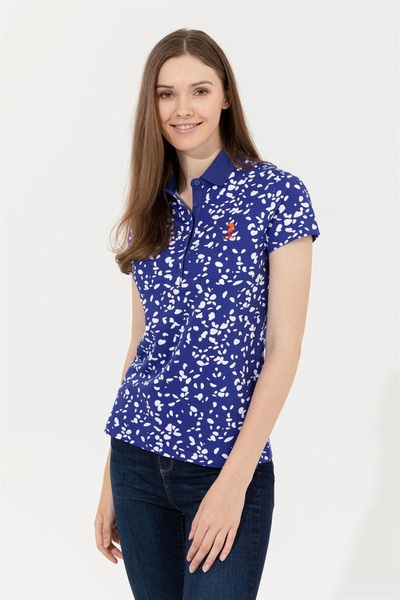 U.S. Polo Assn. Γυναικείο μπλουζάκι με γιακά πόλο μπλε