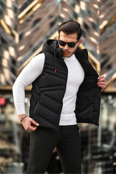 Boymen Water And Windproof Men's Hooded Vest Inflatable Vest